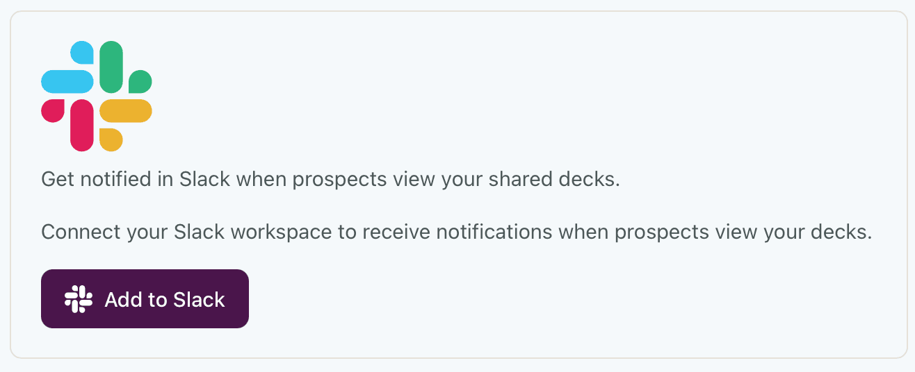 HummingDeck Slack integration connect button in workspace settings