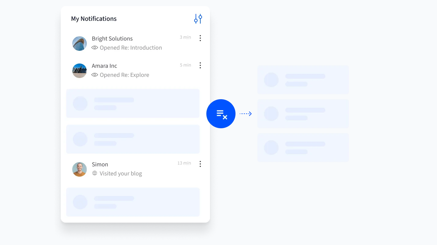 Salesflare notification feed separating team activity from prospect email opens and website visits