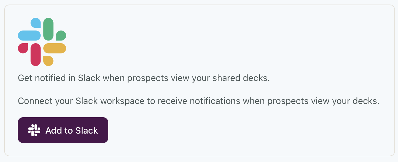 Slack connect button in HummingDeck workspace settings